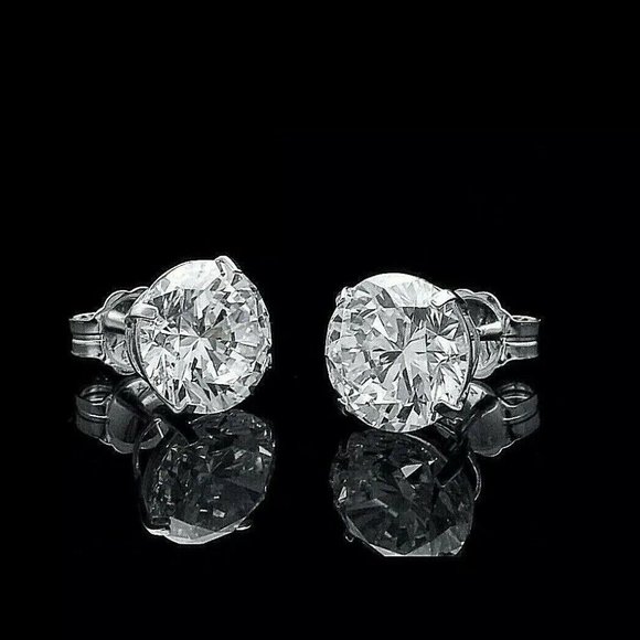 2CT ROUND VVS1 DIAMOND PUSH BACK EARRINGS! - Picture 2 of 6
